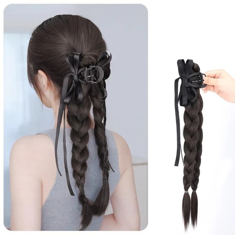 Perruque tressée queue de cheval, style doux et cool, torsades naturelles, longue tresse, pour femme