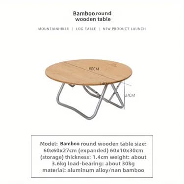 Petite table ronde relevable, table pliante, table portable ultra-légère pour le camping en plein ai