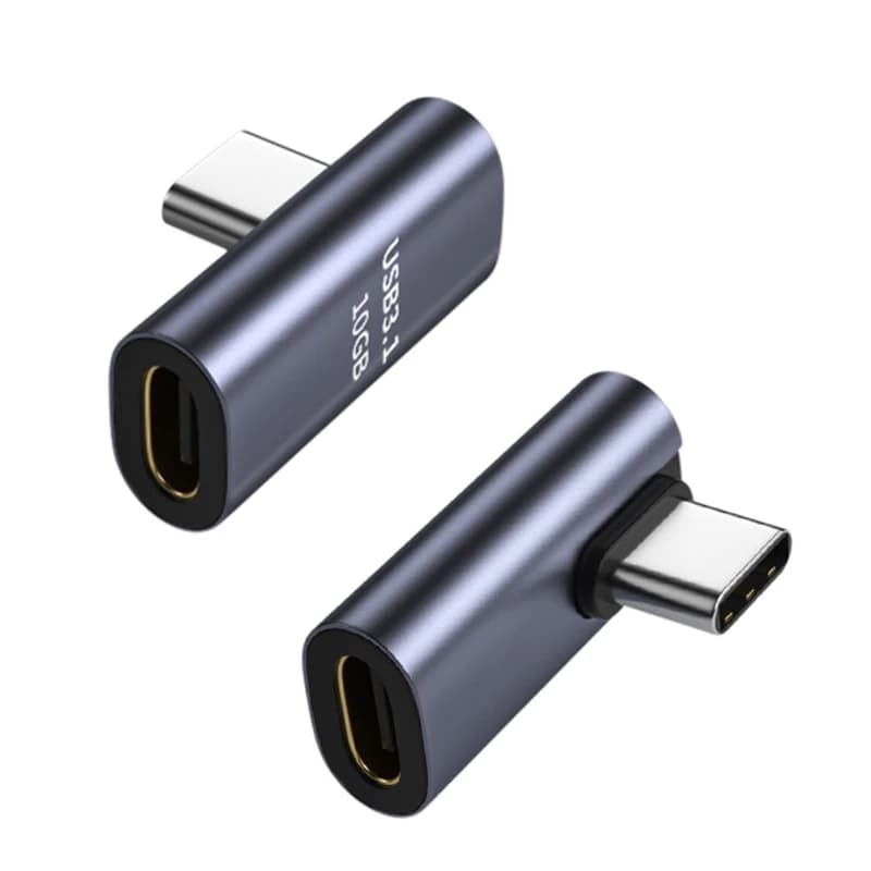 Adaptateur type-c mâle à droit 90 degrés vers femelle type-c, prise type-c à 90 degrés