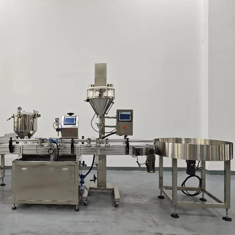 Ligne de remplissage automatique de poudre en ligne pour bouteilles et bocaux, machine de remplissag