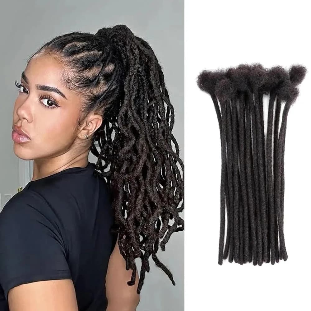 Extensions de dreadlocks en cheveux humains naturels de 0,6 cm, 4 à 18 pouces, 30 mèches, locs entiè