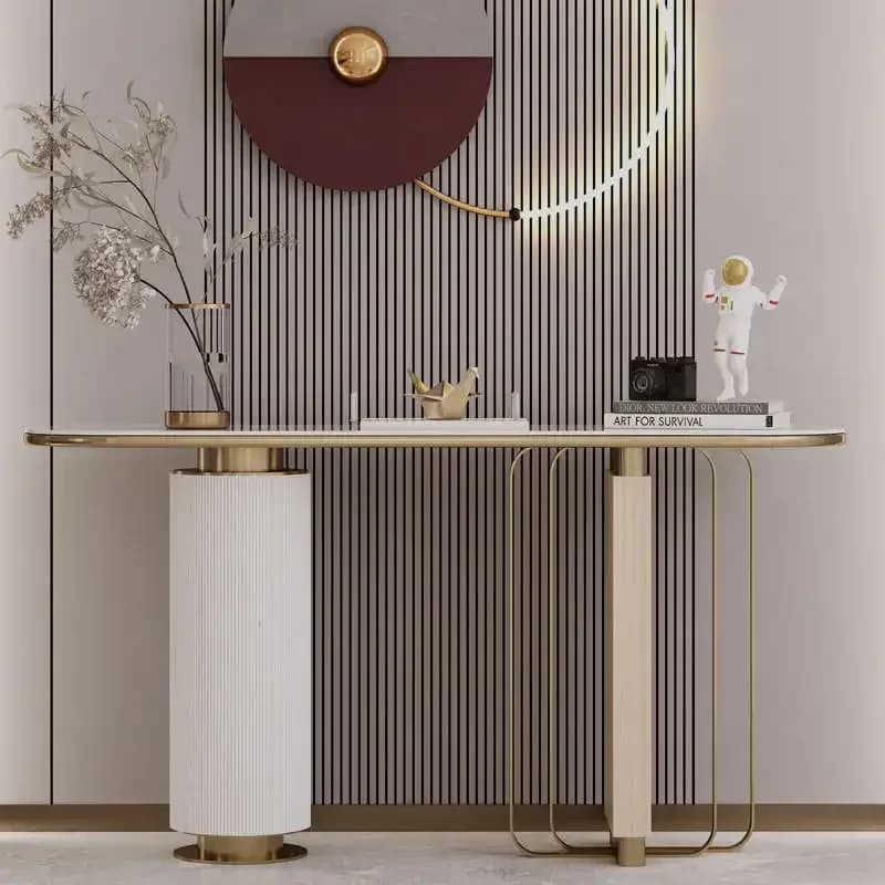 Table de salon polyvalente de rangement, console de luxe, table de jardin, table basse moderne, meub