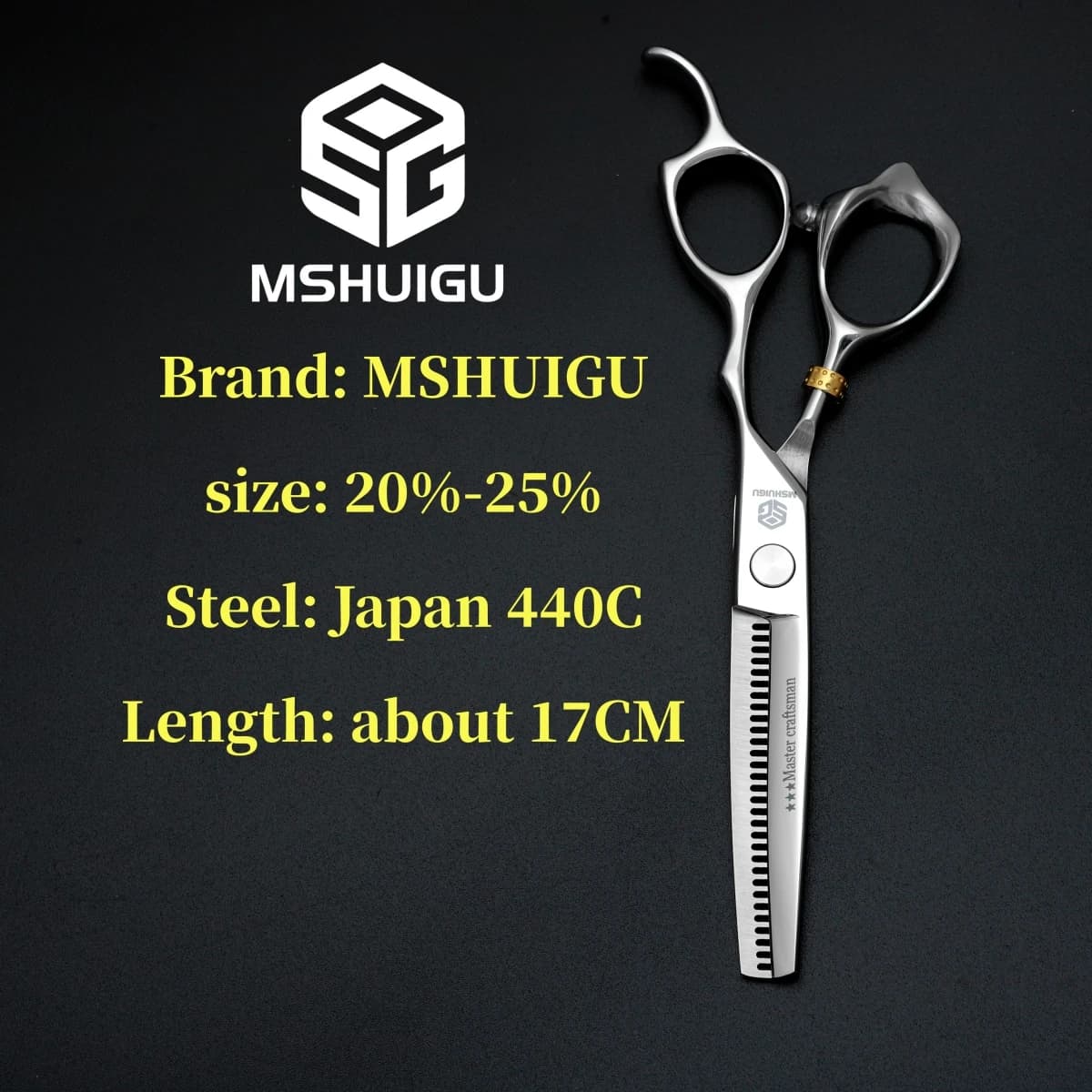 MSHUIGU – ciseaux de barbier professionnels de 6 pouces, en acier inoxydable 440C, lame inversée, ci