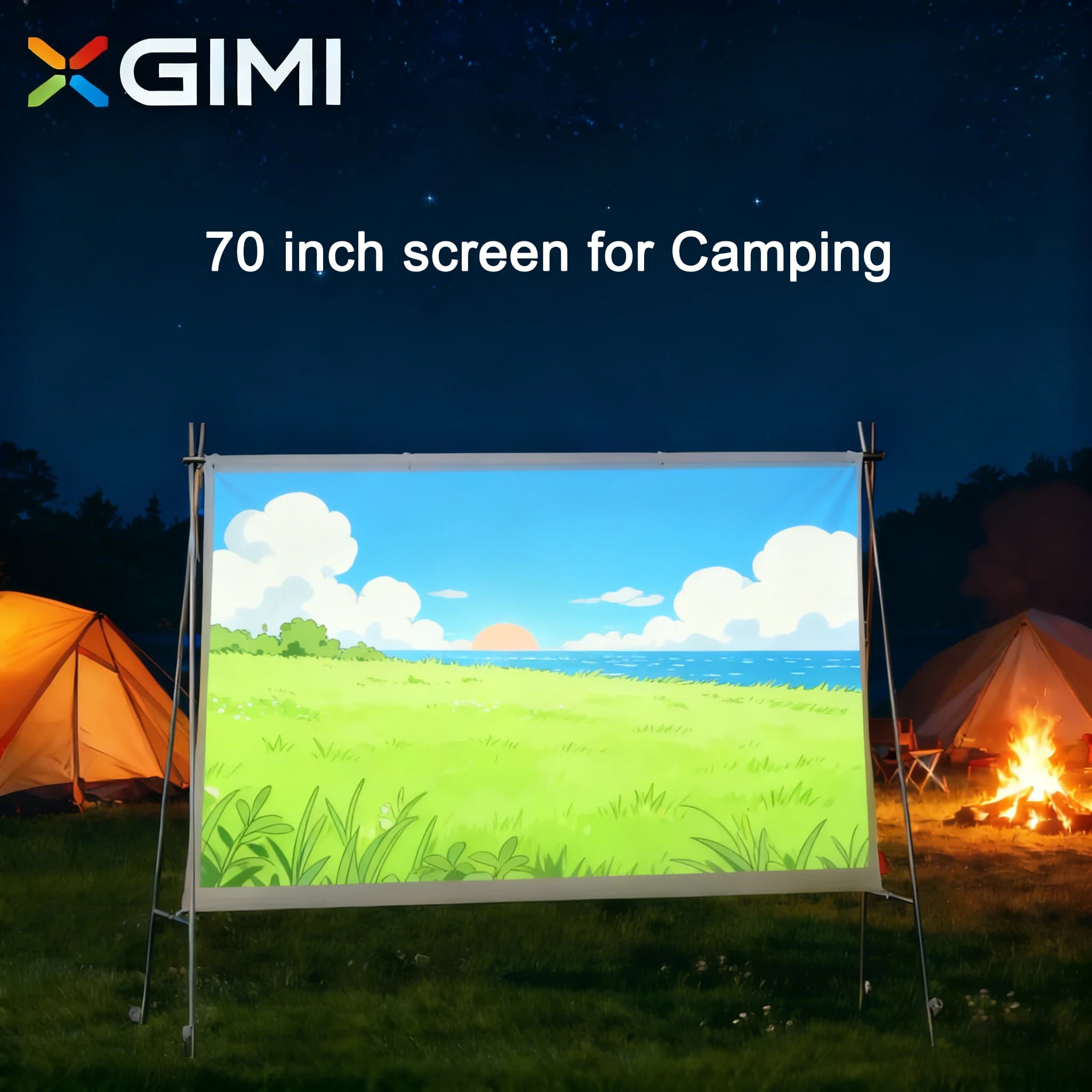 Écran de projecteur extérieur portable XGIMI de 70 pouces pour le camping ; pliable, portable et rap