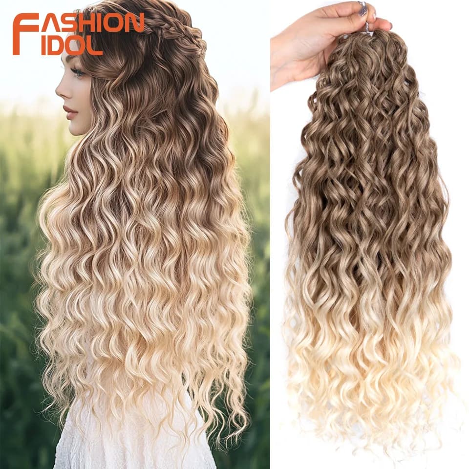 FASHION IDOL Curl cheveux vague profonde torsion Extensions de cheveux pour les femmes 20 pouces Omb