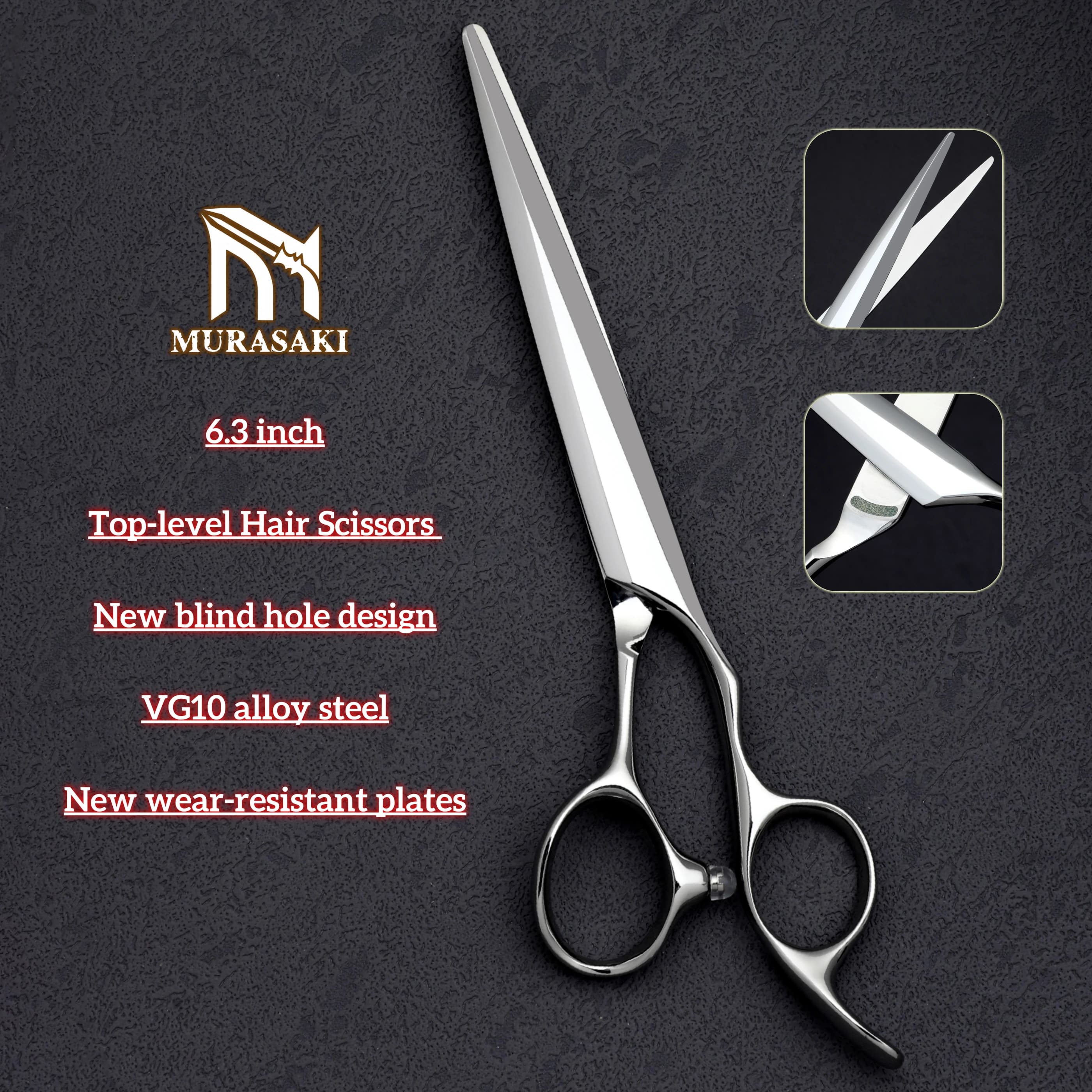 MURASAKI – ciseaux à cheveux professionnels de 6.3 pouces, nouveaux ciseaux de coiffeur de conceptio