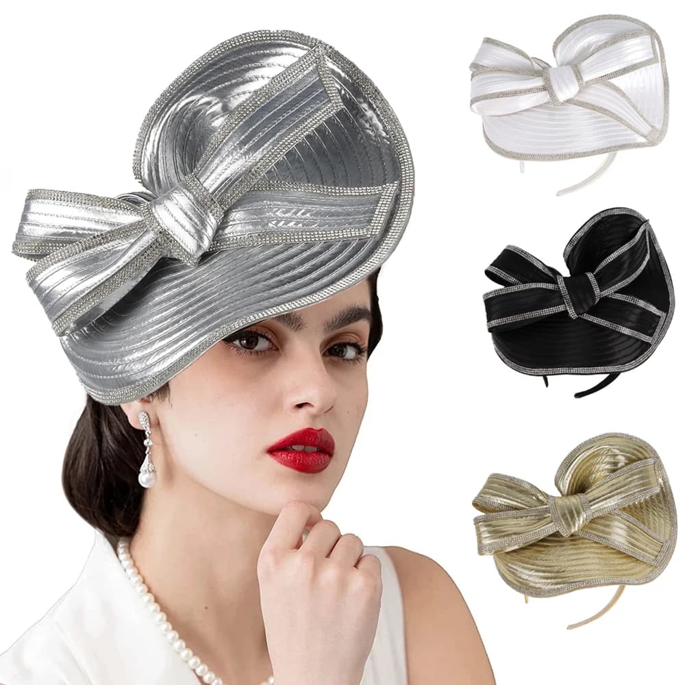 Femmes Fascinators chapellerie chapeau fête mariage chapeau à large bord Fedora Kentucky Derby casqu