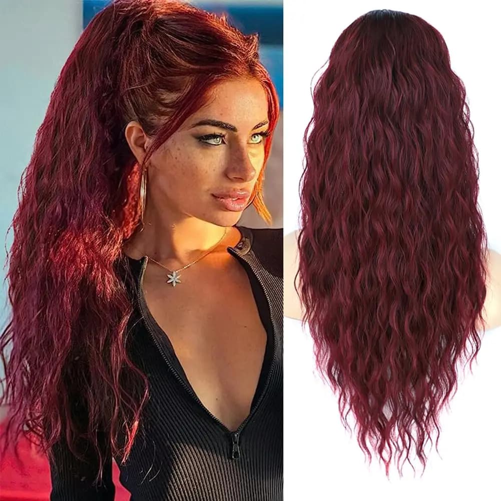 Extension de cheveux queue de cheval ondulée longue bouclée pour femmes postiche queue de cheval syn