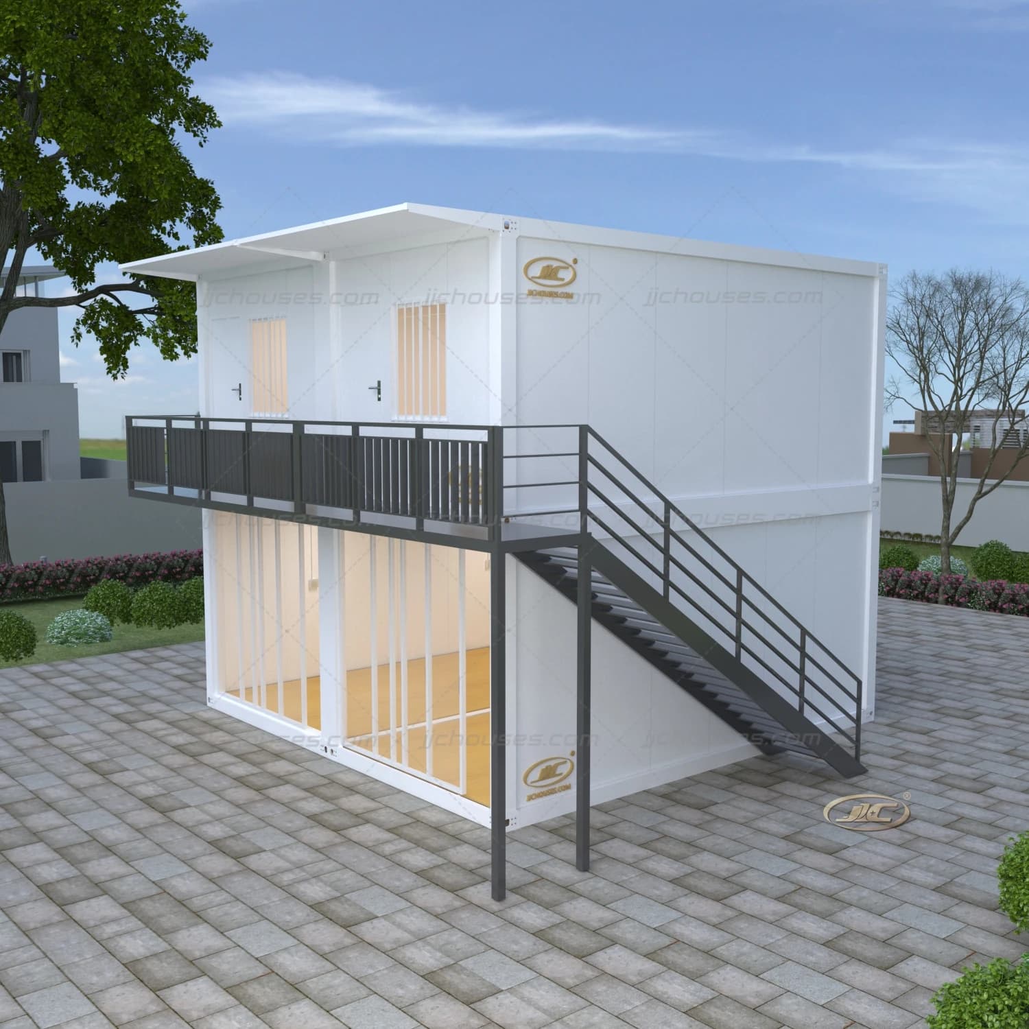 Maisons conteneurs pré-fabricées à 3 chambres, maison conteneur préfabriquée avec salle de bain, mai