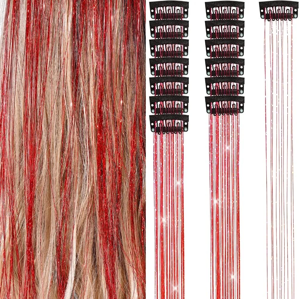 Extensions de cheveux à clipser tendance, mèches colorées brillantes, cheveux de fée, mèches longues