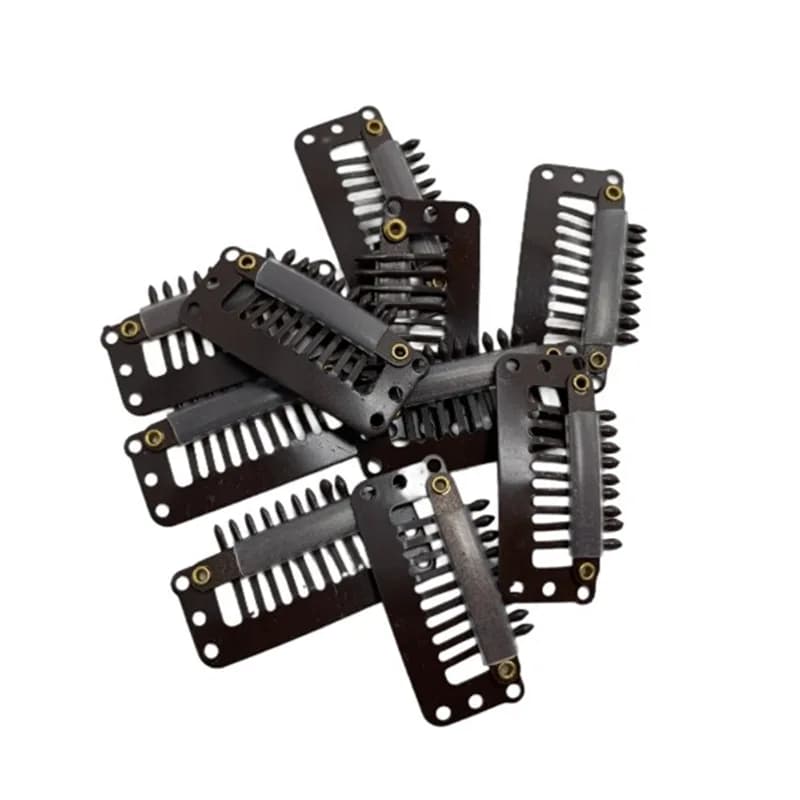 20/40 pièces 9 dents Beige/marron/noir Extensions de cheveux Clips Extension de cheveux perruques Sn