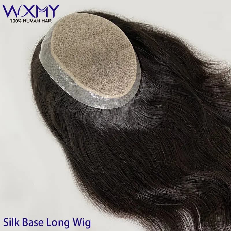 Perruques de cheveux longs personnalisées pour hommes, toupet, prothèse capillaire masculine, cheveu