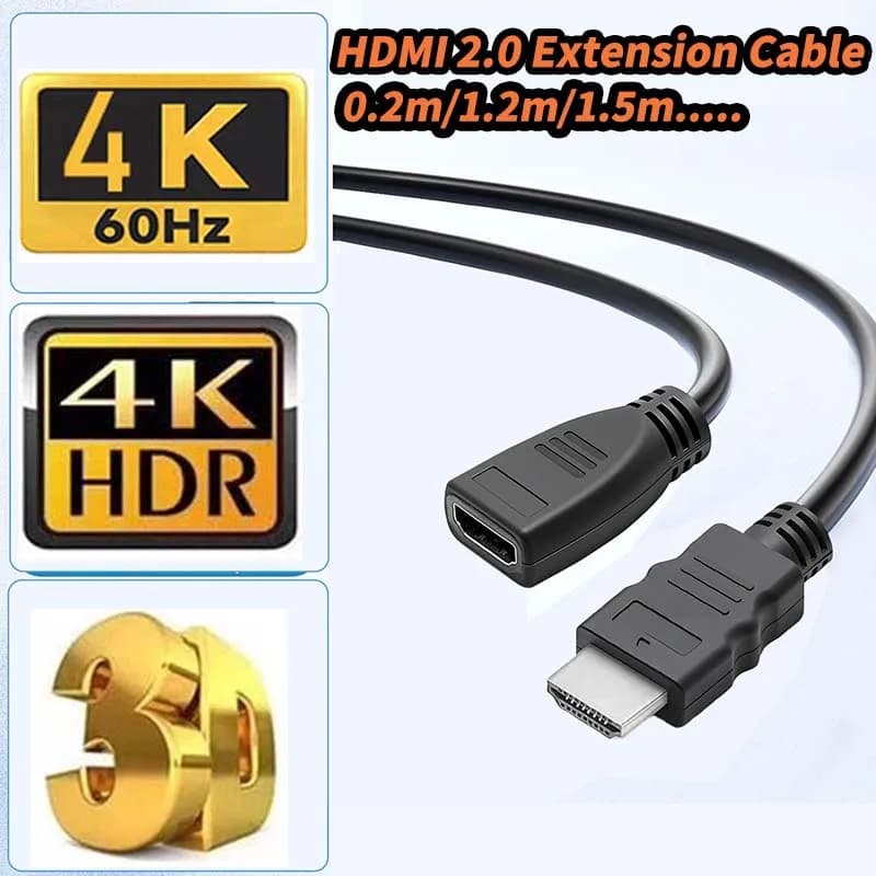 Câble d'extension HDMI 4K HDMI 2.0 mâle à femelle, rallonge HDR 4K 60Hz HDMI mâle à femelle, câble d