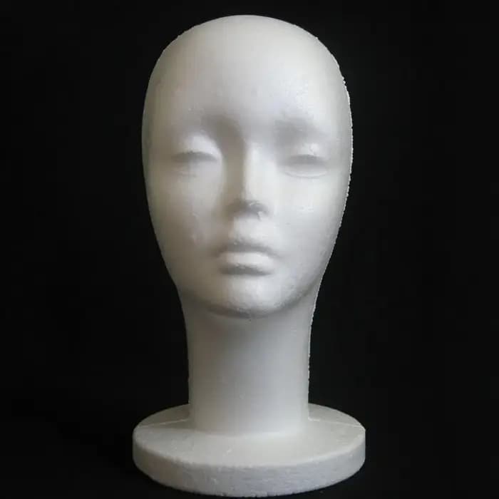 Tête de Mannequin Femme en Polystyrène pour Présentation de Perruques, Cheveux et Lunettes