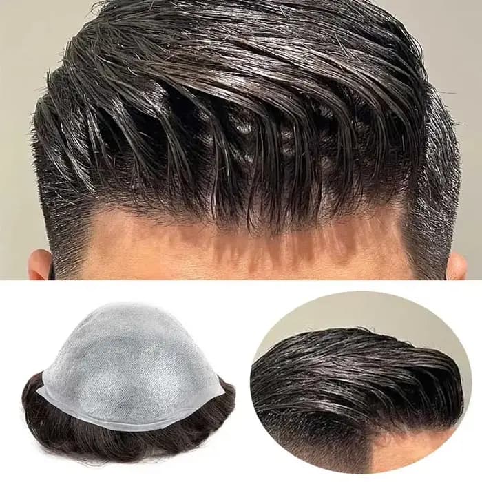 Prothèse capillaire pour homme ultra-fine 0,03 mm, indétectable, réaliste, en cheveux humains, systè