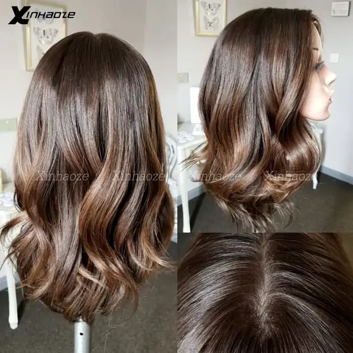Perruque Full Lace Wig sans colle, cheveux naturels, Body Wave, brun foncé, doux, baby hair, HD, 5x5, pre-plucked, densité 180%, 360