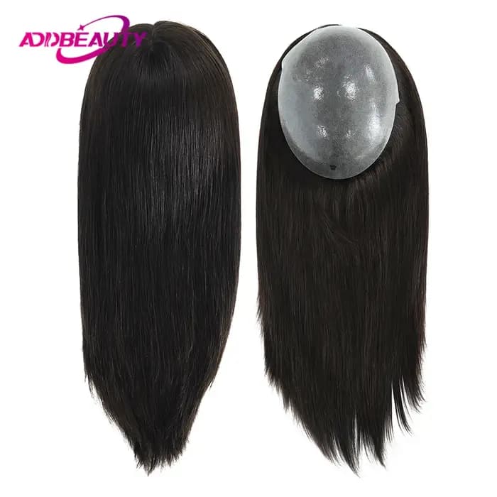 Femmes Topper complet PU 0.04-0.06mm perruques de cheveux humains droite 100% postiche humaine systè