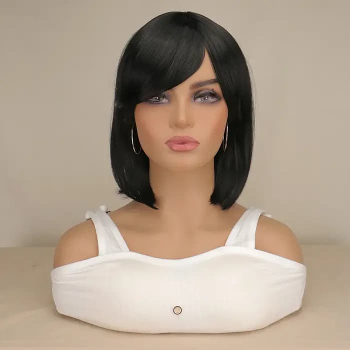 Perruques Bob courtes Striaight pour femmes et filles, perruques synthétiques naturelles noires, mar