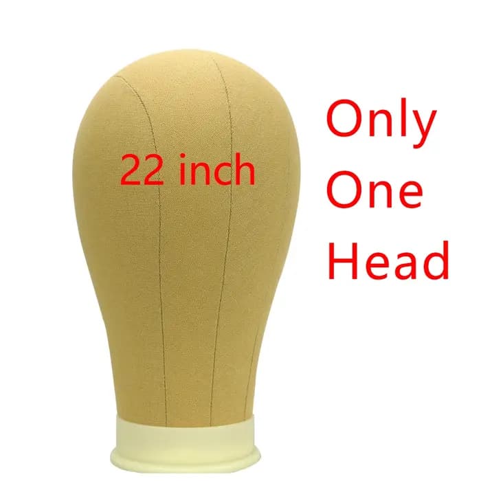 Tête de mannequin en toile beige de 22 pouces avec lignes de marquage pour la fabrication de perruqu