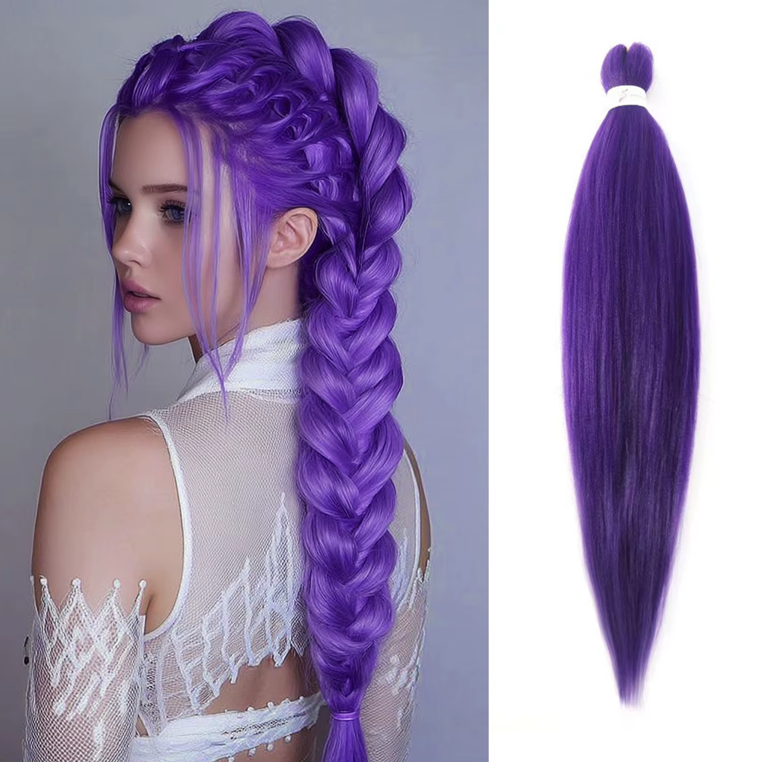 Extensions de cheveux violets 26 pouces de Long, tresses violettes pré-étirées, Extensions capillair