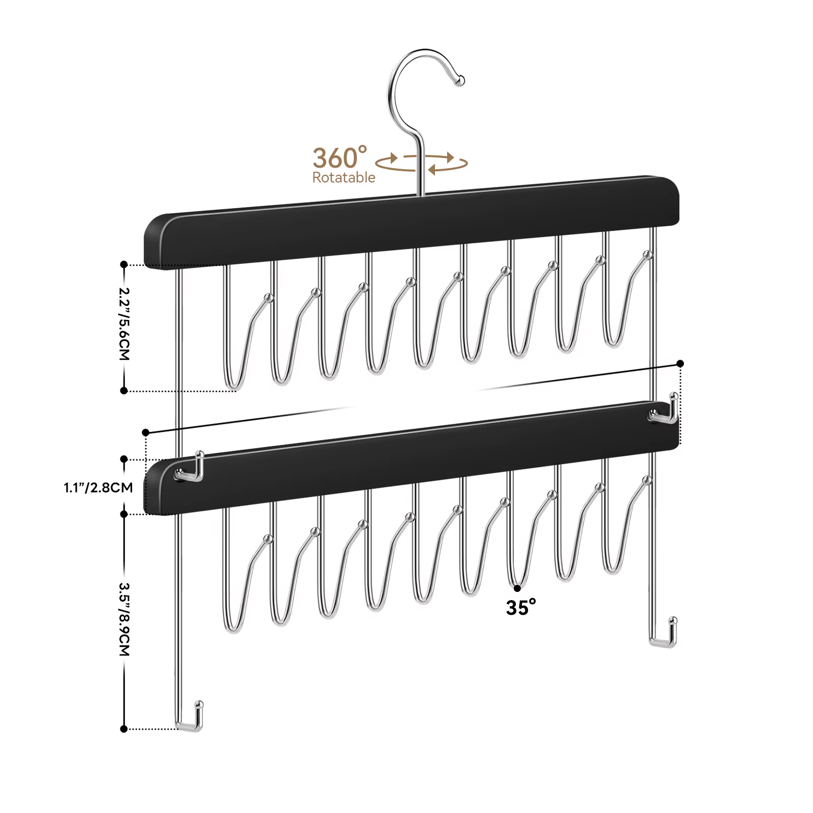 Nouveau lot de 2 supports et cintres rotatifs pour extensions de cheveux et perruques, organisateur 