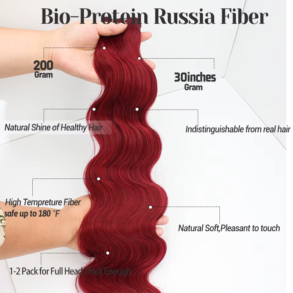 Mèches synthétiques Body Wave en Fiber synthétique Bio haute température pour femmes, 30 pouces, 200