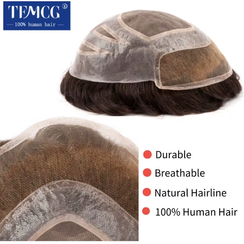 VERSALITE-Toupet en cheveux naturels pour hommes, Lace Front, Mono Top, Perruque respirante, Prothès