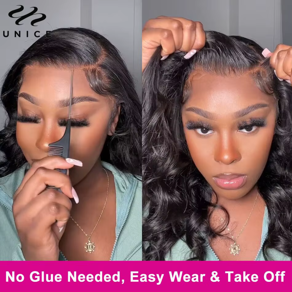 Perruque Lace Front Wig naturelle ondulée-UNice Hair, cheveux humains, Body Wave, 7x5, pre-cut, sans