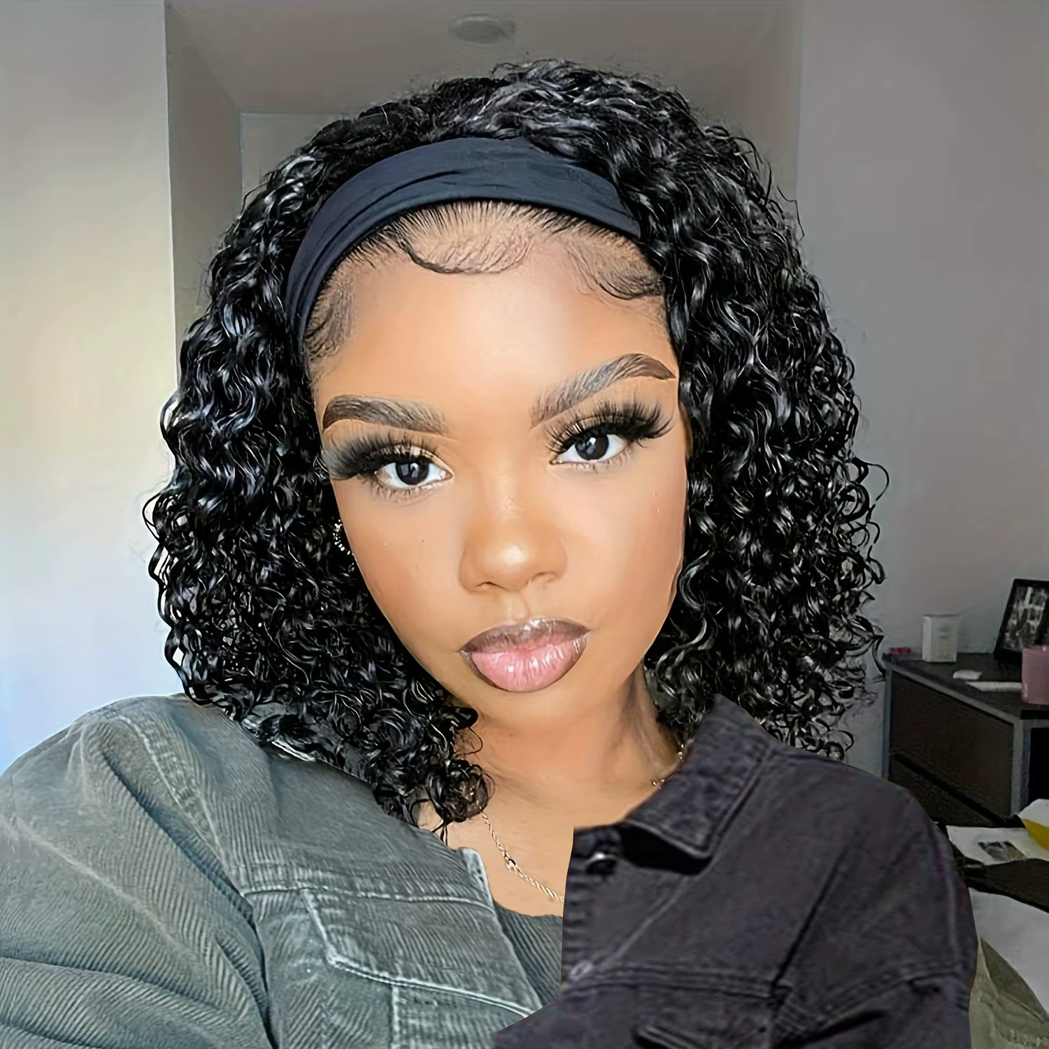 Perruque Bob bouclée en cheveux humains, bandeau ondulé profond, 100% vrais cheveux Bobo, entièremen