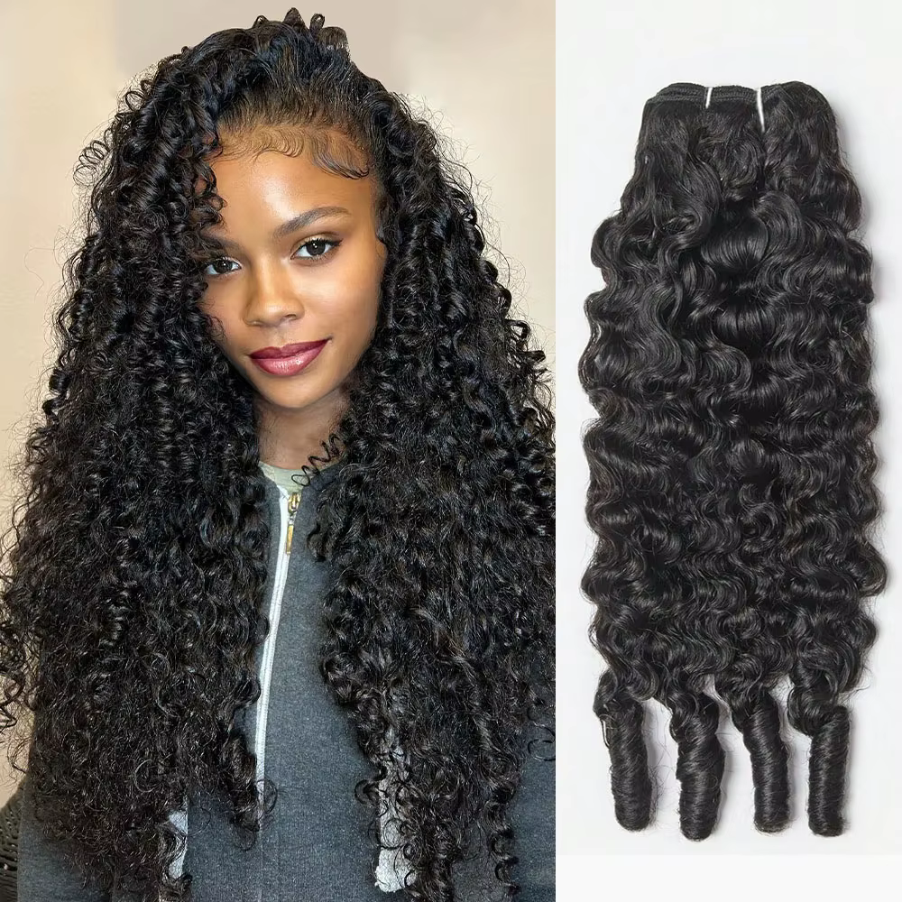 Extensions de cheveux humains bouclés birmans, qualité cheveux naturels, ondulations profondes, mèch