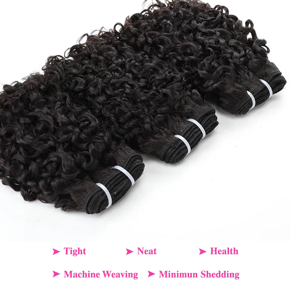 Pixie Curl cheveux paquets avec fermeture cheveux bouclés profonds cheveux bruts brésiliens tissage 