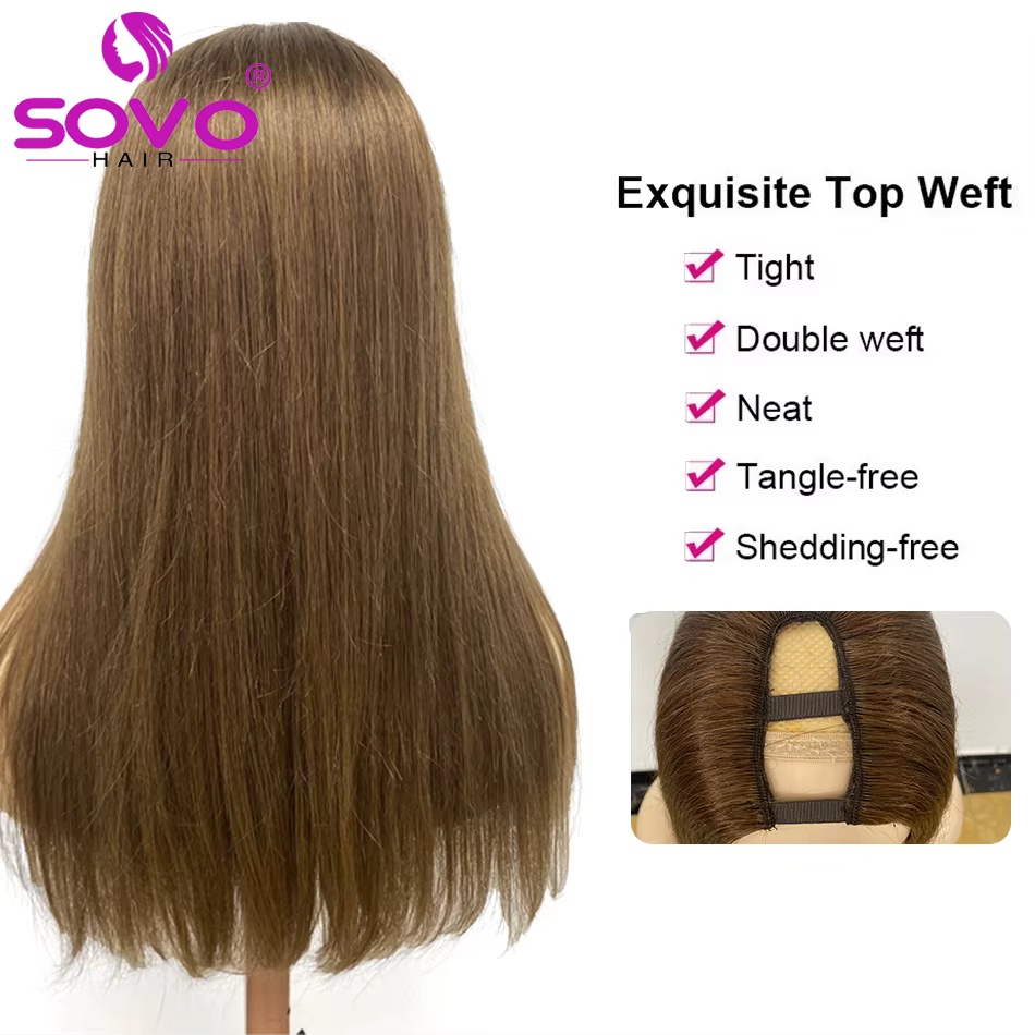 U partie perruques de cheveux humains Remy 180 densité blond cendré ouverture demi perruques pour le