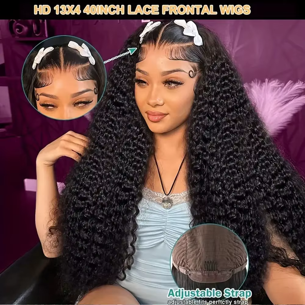 13x6 cheveux humains vierges brésiliens Jerry crépus boucles 250% densité vrais cheveux humains HD13