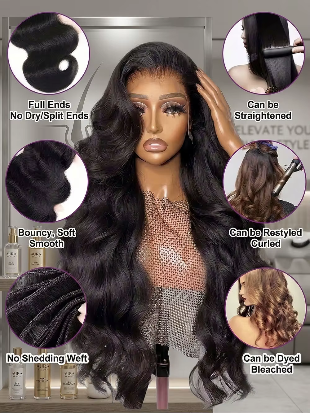 MSMV 15A Extensions de Cheveux Humains Ondulés Naturels Brésiliens en Paquets de 1/2/3/4 Pièces