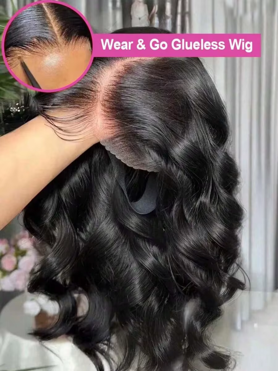 Perruque sans colle prête à porter de 30 à 36 pouces, en cheveux humains, pré-épilée et pré-coupée, 