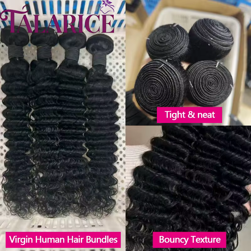 Vague Profonde Tissage Cheveux Humains 15A Non Traités Brésiliens 100% Cheveux Humains Pour Les Femm