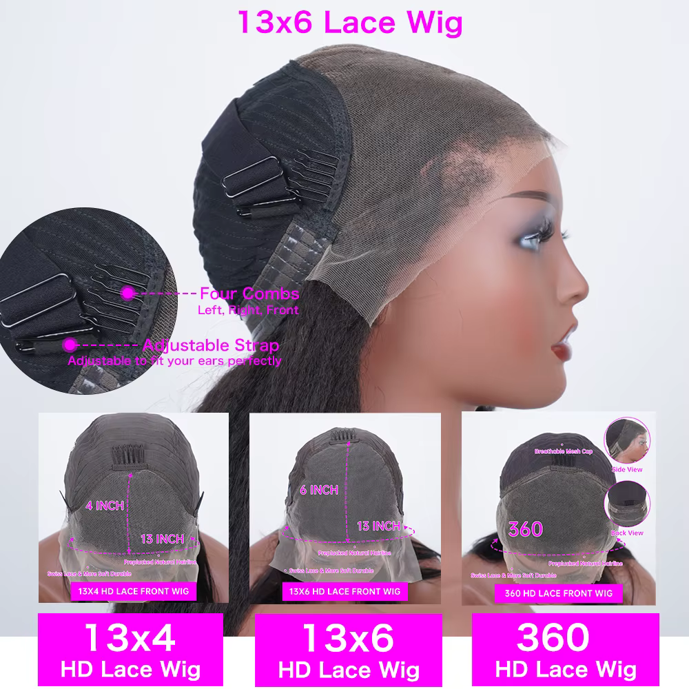 Perruque Lace Front Wig Deep Wave Brésilienne Naturelle Bouclée, Cheveux Humains, 13x4 13x6 HD, 40 4