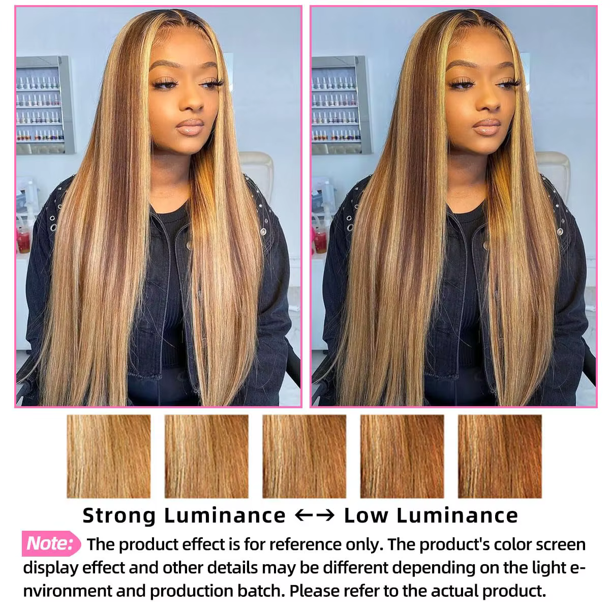Perruque en cheveux humains de couleur blonde ombrée P4/27, 30 pouces, haute densité, 13x4, lisse, a