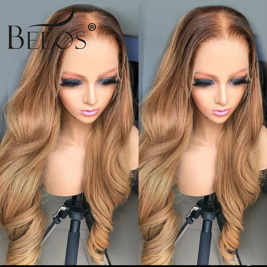 Perruque Lace Front Wig Body Wave Brésilienne Naturelle, Cheveux Humains, Transparent HD, Blond Miel