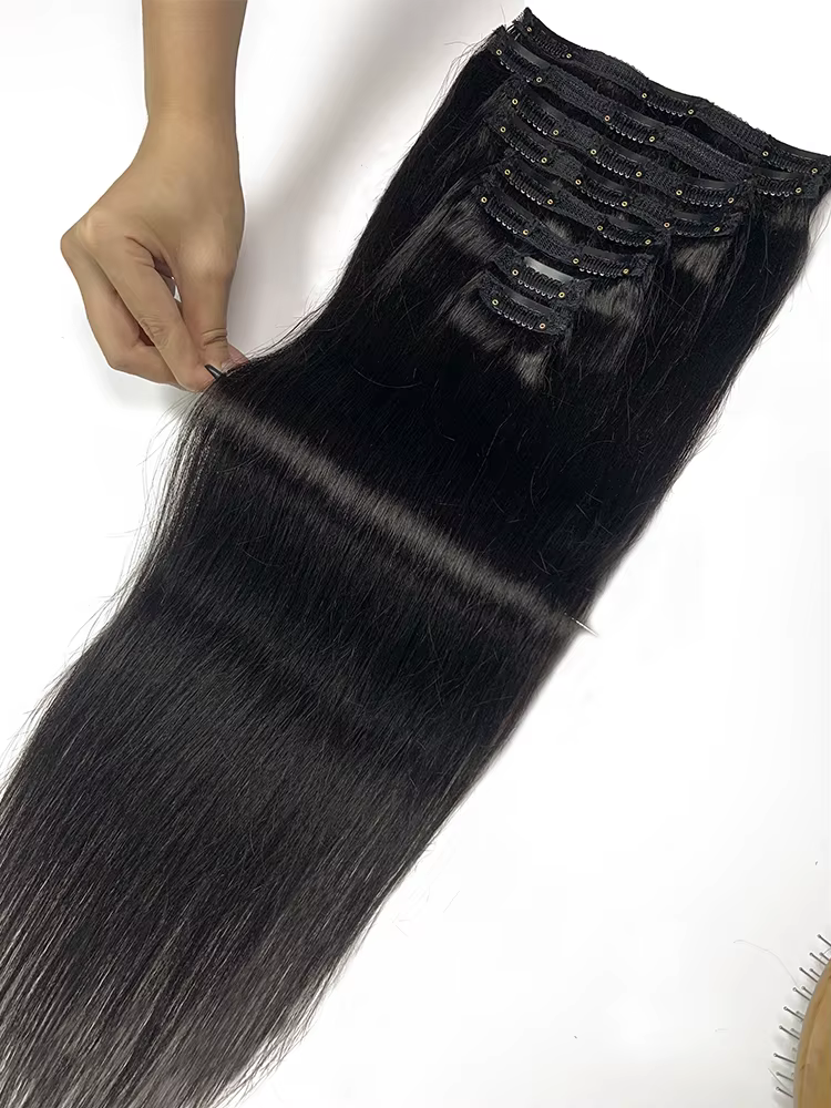 Clip droit dans l'extension de cheveux cheveux humains 120 g/ensemble pince droite dans l'extension