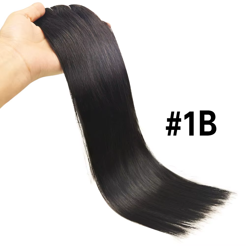 Extensions de cheveux lisses à clips, 120G, Double trame, vierges, 100% cheveux humains, couleur noi