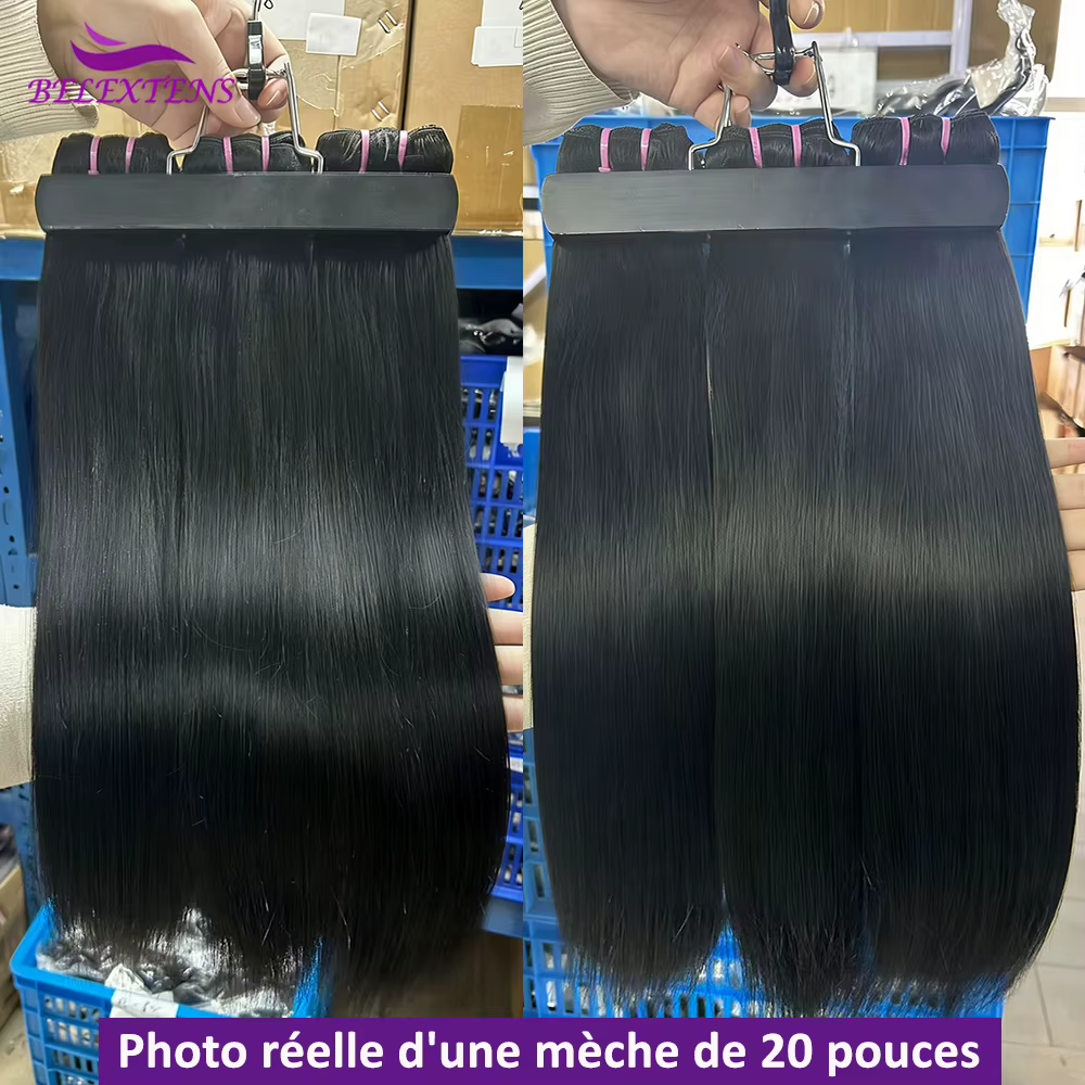 16A Super Double Drawn Tissage Cheveux Humains Lisses Vierge Non Traitée, Qualité Supérieure Extensi