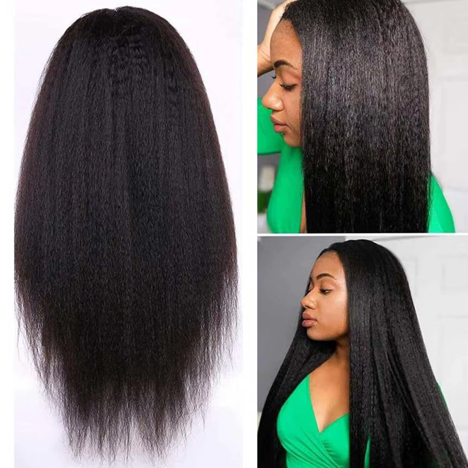 Perruque de cheveux humains sans colle, cheveux crépus lisses, 4x4, pre-plucked, pre-coupure, sans c