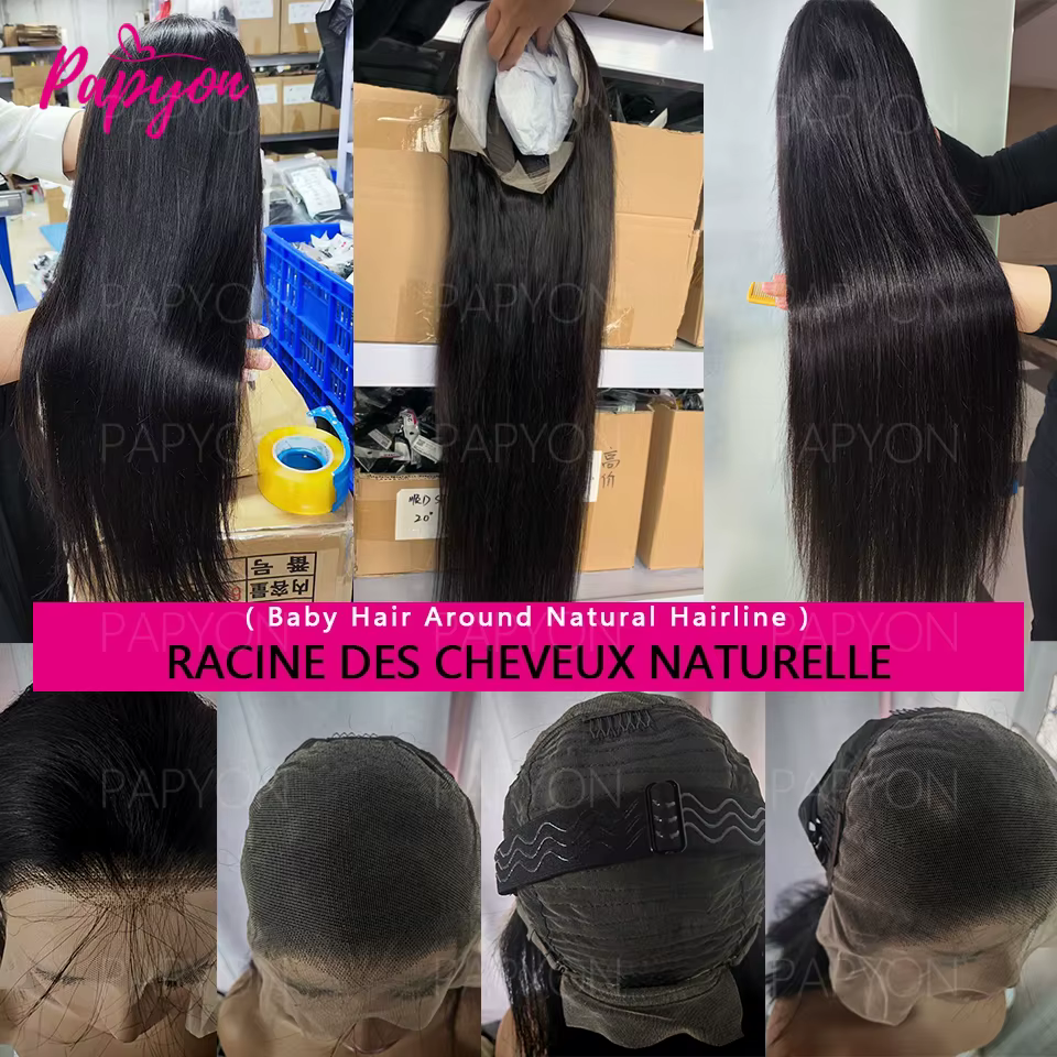 200% Density 30 Pouces Lisse Perruques Cheveux Humains 13X6 Perruque Brazilian   HD Transparent Lace