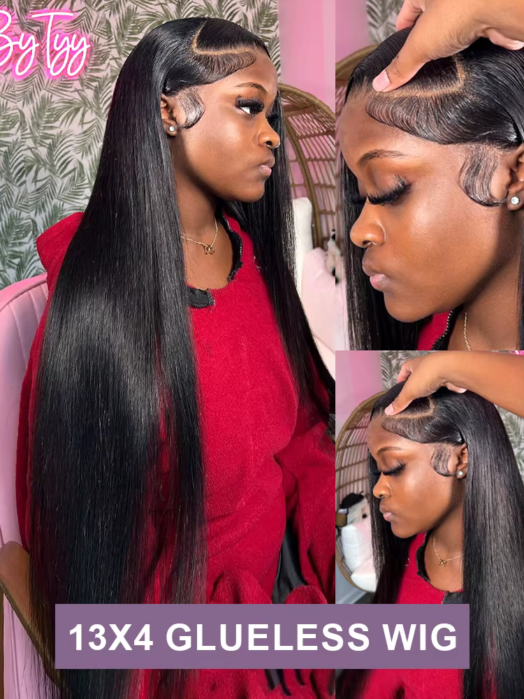 Perruque Lace Front Wig sans colle naturelle, cheveux humains, pre-plucked, avec baby-hairs, pre-plu
