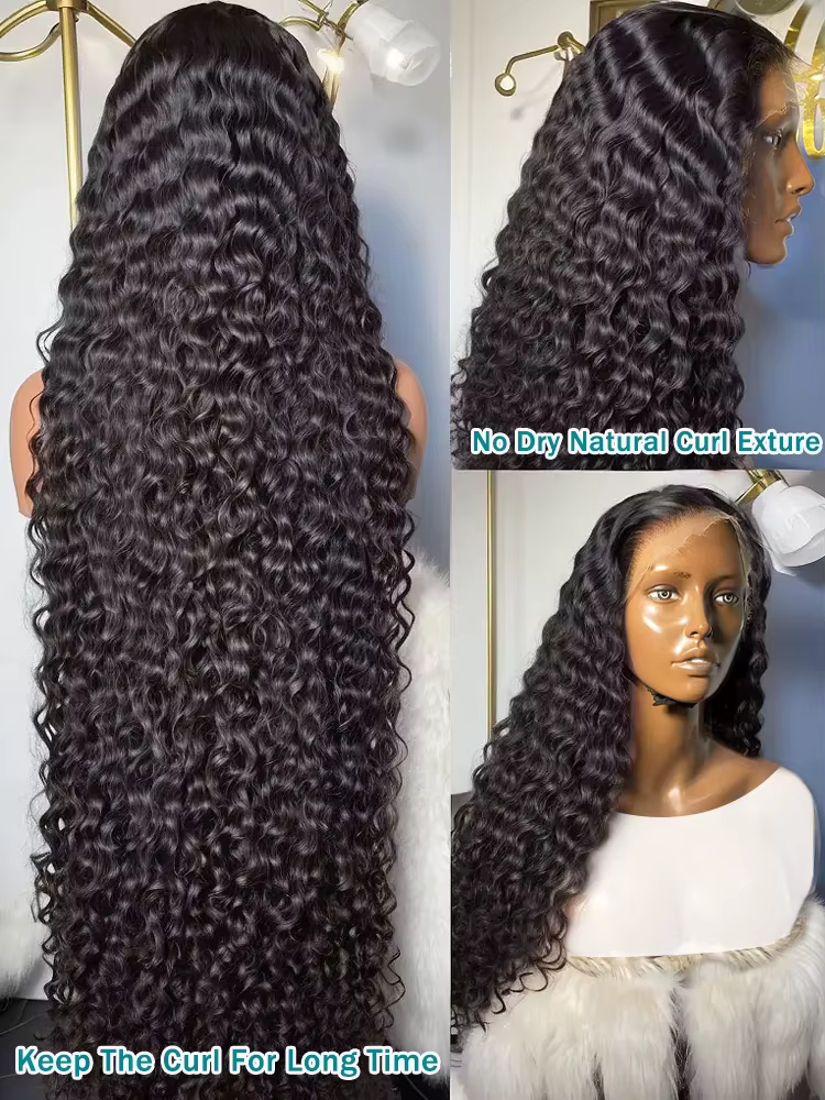 Royal 300% HD bouclés 30 36 pouces vague profonde lâche 13X6 dentelle frontale perruques de cheveux