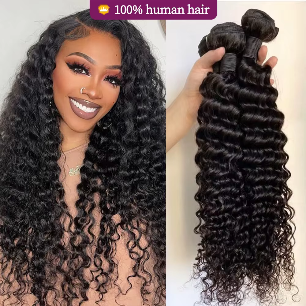Tissage Humain Hair Deep Wave 20 22 pouces Tissage de Cheveux Brésiliens 100 % Humains Bundles Human
