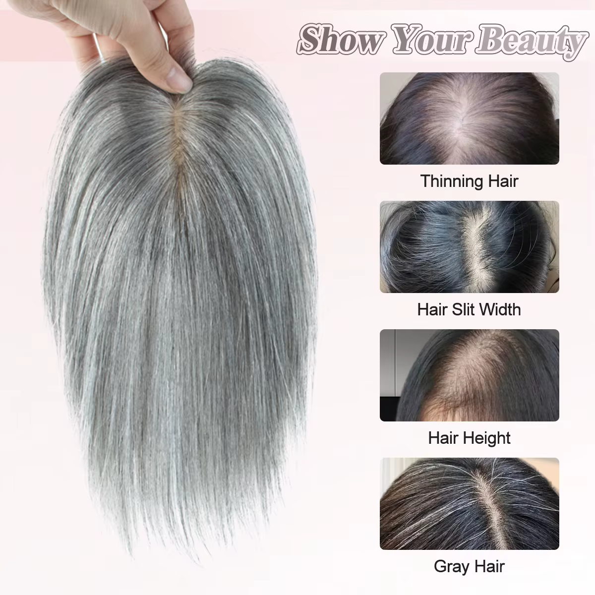 Toppers de vrais cheveux humains pour femmes Quotidien 360 °   Pièces de cheveux 3D avec mise à nive