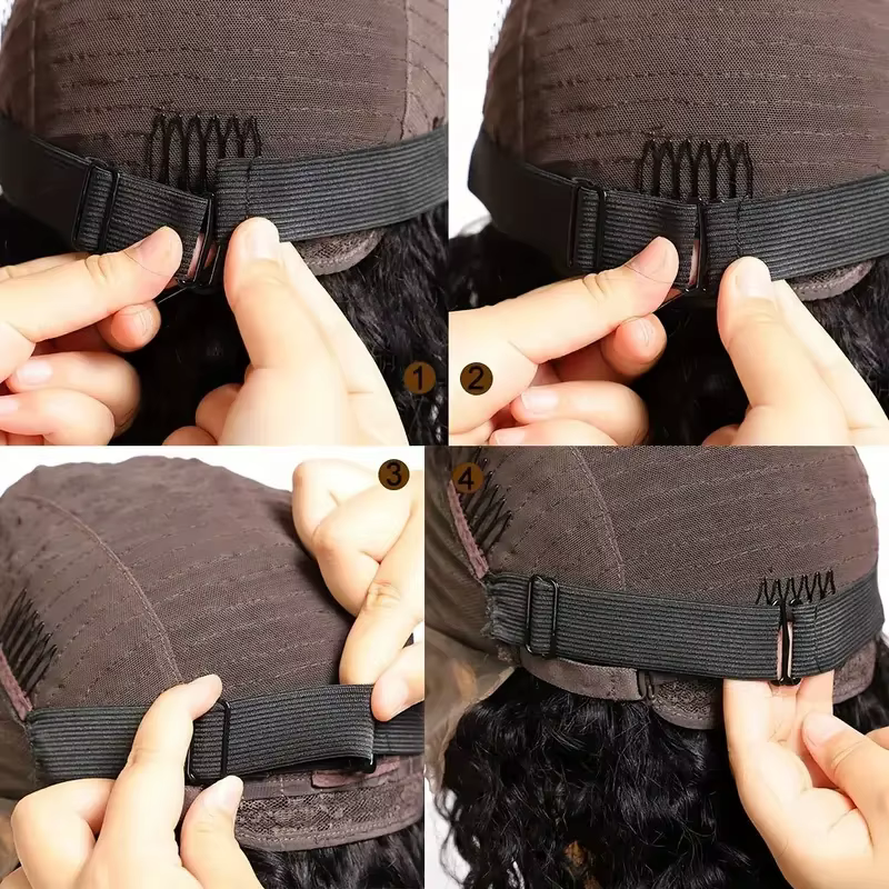 Bande élastique réglable noire pour perruques, sangles réglables pour perruques, outils de fabricati