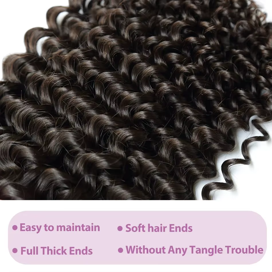 Pixie Curl cheveux paquets avec fermeture cheveux bouclés profonds cheveux bruts brésiliens tissage 